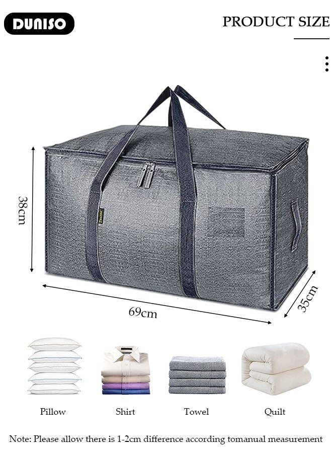 DUNISO 4 Packs Collapsible Moving Bags, Organizing Bags with Zippers and Handles Storage Bag, Space Saving Clothes Storage Laundry Bag For Packing, House Essentials, Sustainable, Water-Resistant - Image 2