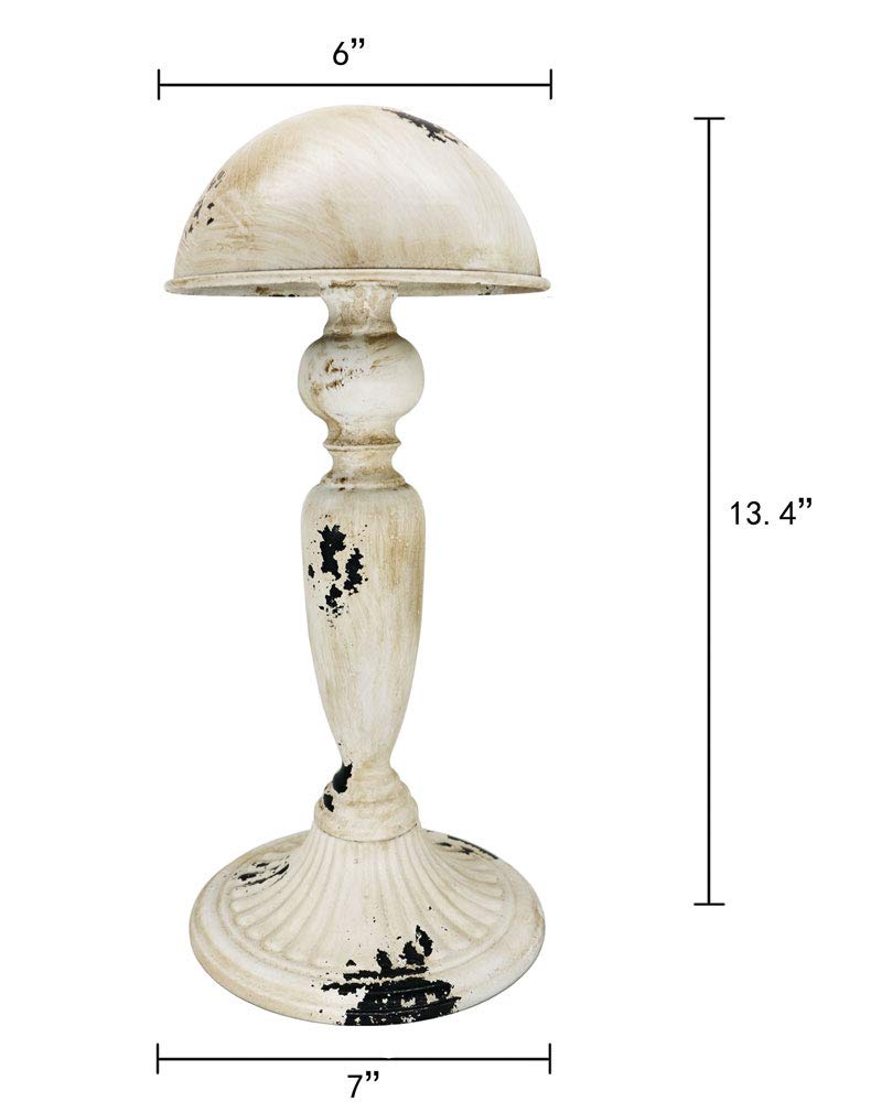 Owlgift Vintage Dome Shape Design Removable Metal Hat Rack/Cap/Wig Storage Holder Display Stand, Rustic White - Image 3