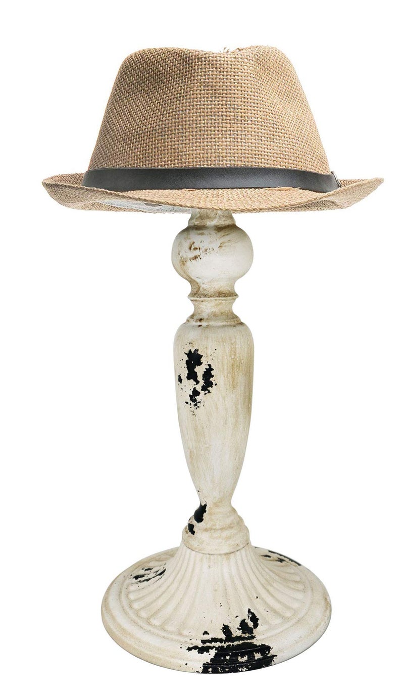 Owlgift Vintage Dome Shape Design Removable Metal Hat Rack/Cap/Wig Storage Holder Display Stand, Rustic White - Image 2