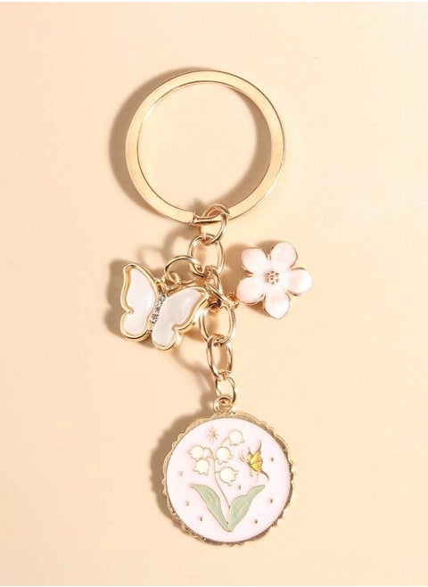 Charming Butterfly and Lily Keychain