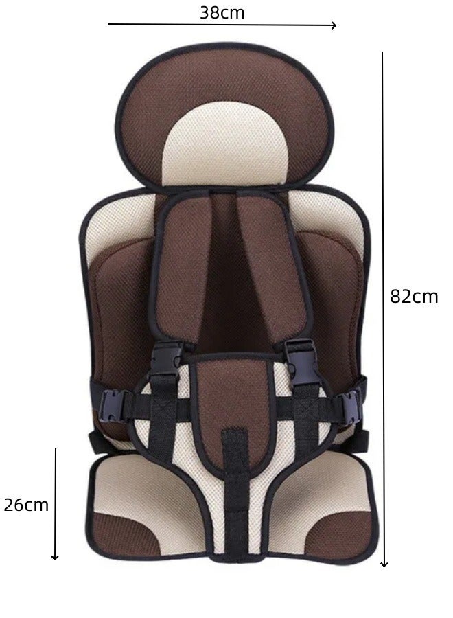 Brown Larger Child Safety Seat 3-6 Years Old Breathable Child Seats Simple Car Portable Seat Belt Car Seatbelt Protector For Kids  Foldable Car Seat Protection Travel Accessories  - Image 2