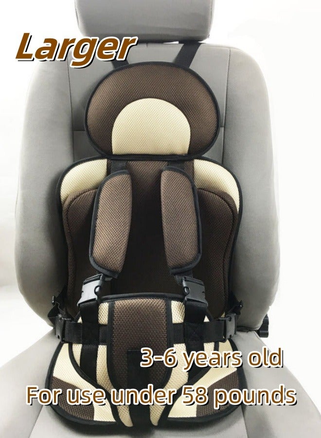 Brown Larger Child Safety Seat 3-6 Years Old Breathable Child Seats Simple Car Portable Seat Belt Car Seatbelt Protector For Kids  Foldable Car Seat Protection Travel Accessories  - Image 3