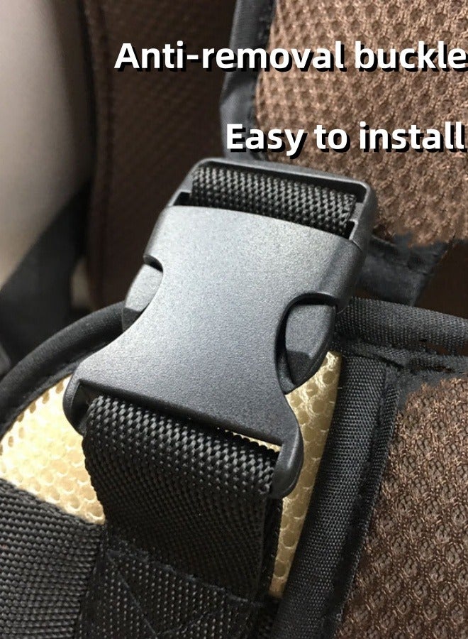 Brown Larger Child Safety Seat 3-6 Years Old Breathable Child Seats Simple Car Portable Seat Belt Car Seatbelt Protector For Kids  Foldable Car Seat Protection Travel Accessories  - Image 4