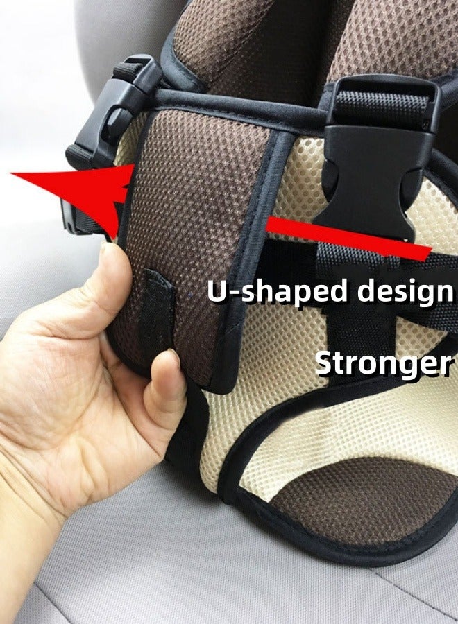 Brown Larger Child Safety Seat 3-6 Years Old Breathable Child Seats Simple Car Portable Seat Belt Car Seatbelt Protector For Kids  Foldable Car Seat Protection Travel Accessories  - Image 5