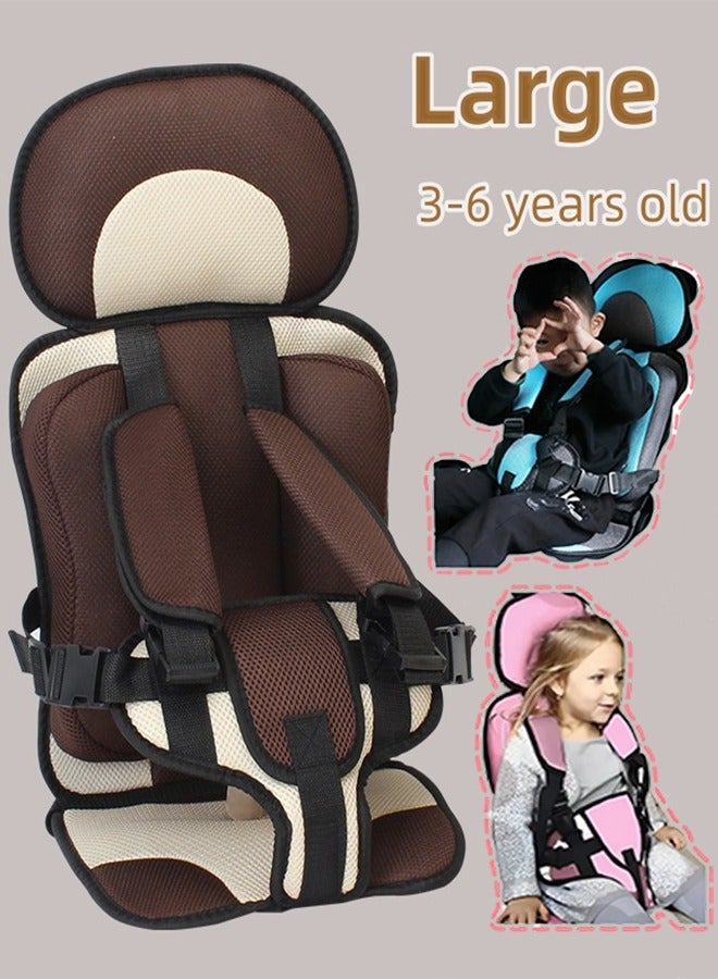Brown Larger Child Safety Seat 3-6 Years Old Breathable Child Seats Simple Car Portable Seat Belt Car Seatbelt Protector For Kids  Foldable Car Seat Protection Travel Accessories  - Image 1