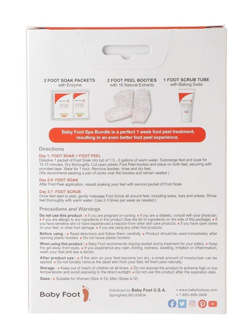 Baby Foot Baby Foot Spa Bundle - Original Exfoliant Foot Peel + 2 Foot Soaks and 1 Foot Scrub - Baby Feet Smoothening Foot Peel, Soak and Scrub - Citrus scent - Baby Soft Foot Exfoliation Bundle Set  - Image 2