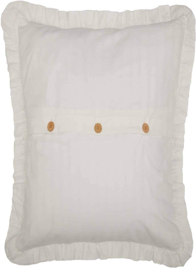 Piper Classics غطاء وسادة إيميلي الأوروبي المكشكش، مقاس 26 بوصة × 26 بوصة، بنمط خطوط متناسقة، غطاء وسادة مربع كبير من قماش أبيض كريمي مبطن، ديكور ريفي عتيق - Image 3