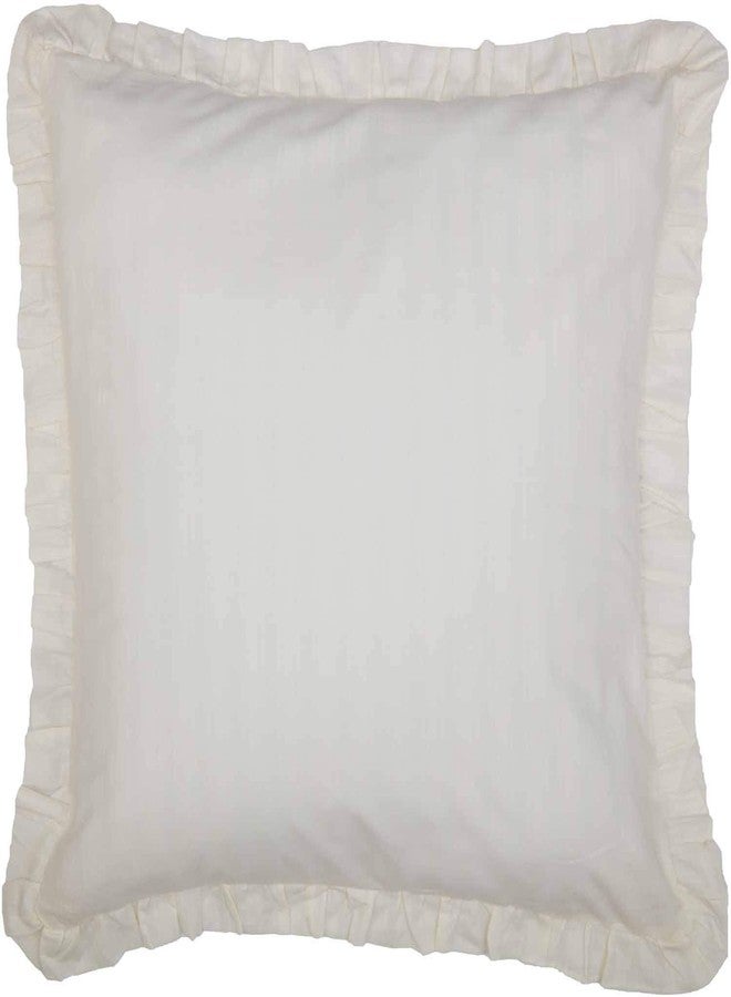 Piper Classics غطاء وسادة إيميلي الأوروبي المكشكش، مقاس 26 بوصة × 26 بوصة، بنمط خطوط متناسقة، غطاء وسادة مربع كبير من قماش أبيض كريمي مبطن، ديكور ريفي عتيق - Image 2