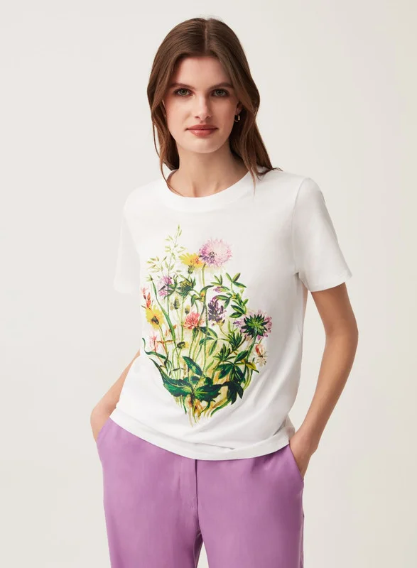 Ovs Cotton T-shirt with flower print