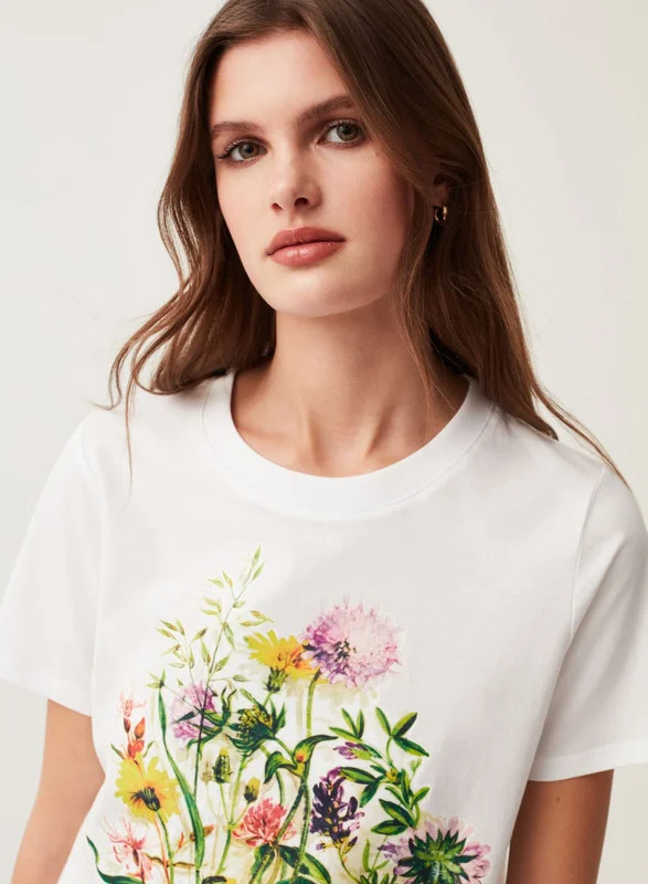 Ovs Cotton T-shirt with flower print
