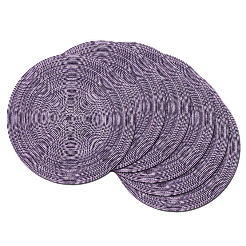 SHACOS Round Braided Placemats Set of 6 Round Placemats Cotton Blend Fabric Table Mats for Wedding Party Light Purple 6