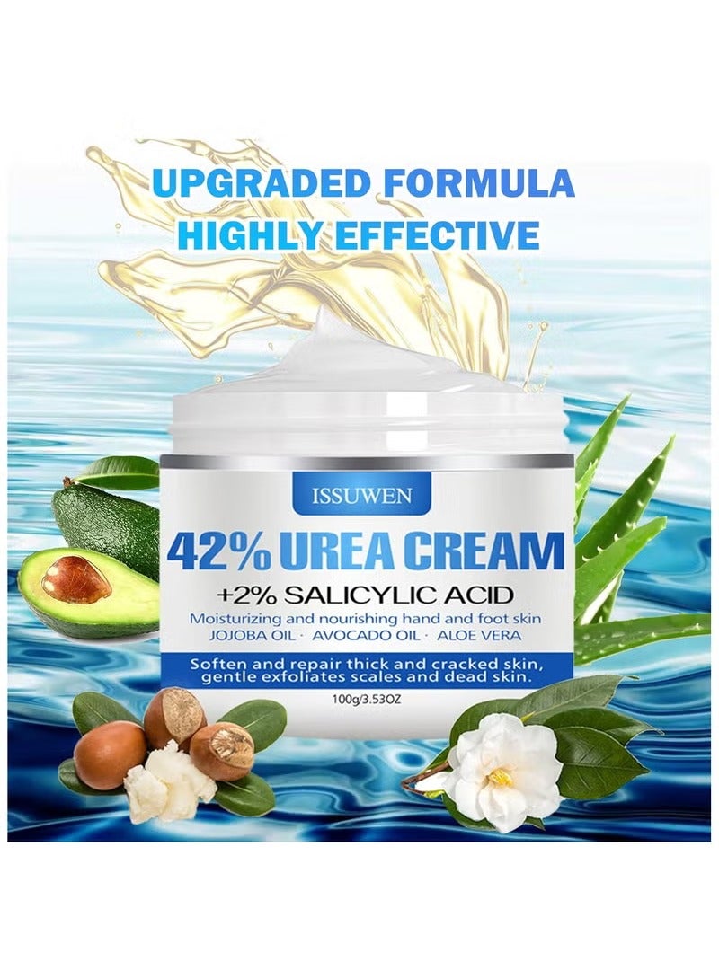ISSUWEN Urea 42% Foot Cream, Cracked Heel Repair Cream For Feet and Hand, Callus Remover For Dry And Hard Skin, Maximum Strength With 2% Salicylic Acid for Hand, Foot and Body Care, 100g - Image 3