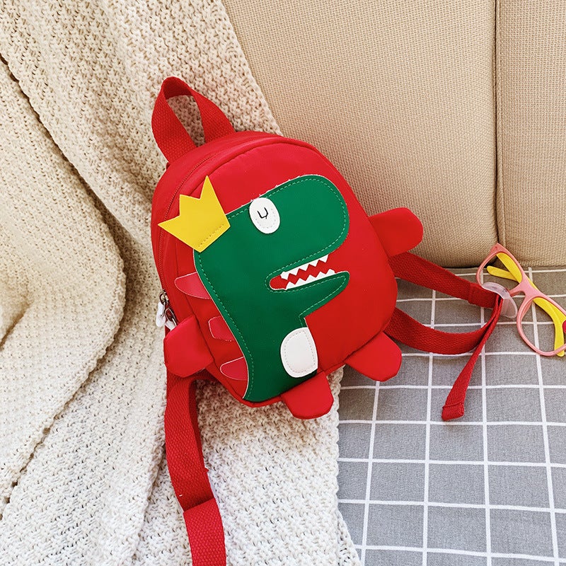 New Kids Dinosaur Backpack Cartoon Student Bag Small red 