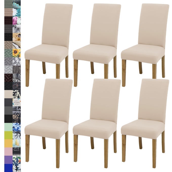DINING CHAIR COVERDINING ROOM CHAIR COVERS SET OF 6STRETCH KITCHEN CHAIR COVERWASHABLE DINING CHAIR COVERPARSONS CHAIR SLIPCOVERS PROTECTIVEFOR HOMERESTAURANTBANQUETBEIGE