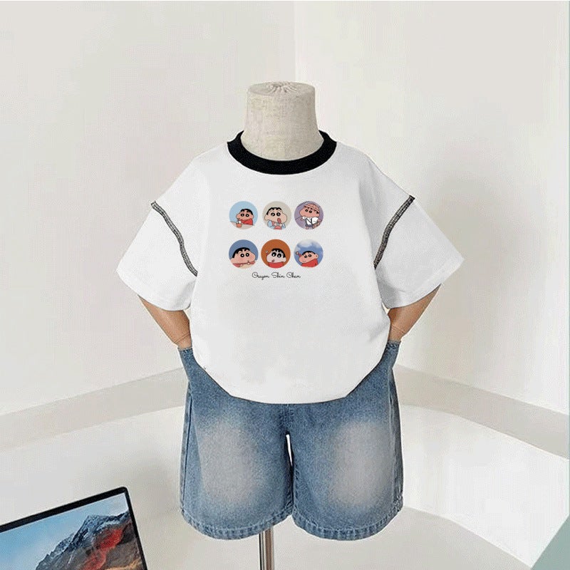 Trendy Children'S Pure Cotton Short-Sleeve T-Shirt Summer Boys' Half-Sleeve Base Shirt Girls' Summer Wear For Toddlers And Babies - Image 1