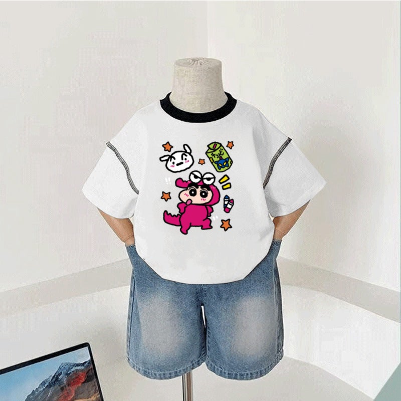Trendy Children'S Pure Cotton Short-Sleeve T-Shirt Summer Boys' Half-Sleeve Base Shirt Girls' Summer Wear For Toddlers And Babies - Image 3