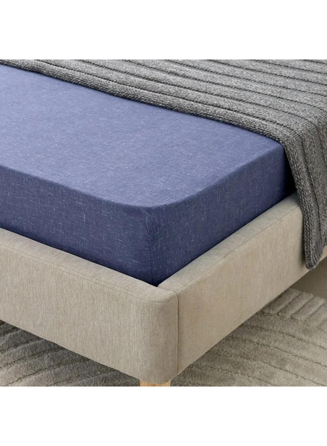 Home Box Lavish Triblend Melange Aouli Printed Cotton Twin Fitted Sheet 120 x 200 x 33 cm