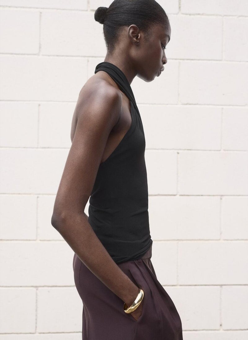 MANGO Halter Neck Knitted Top  - Image 3