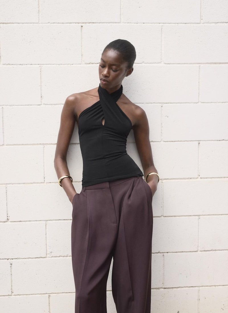 MANGO Halter Neck Knitted Top  - Image 1