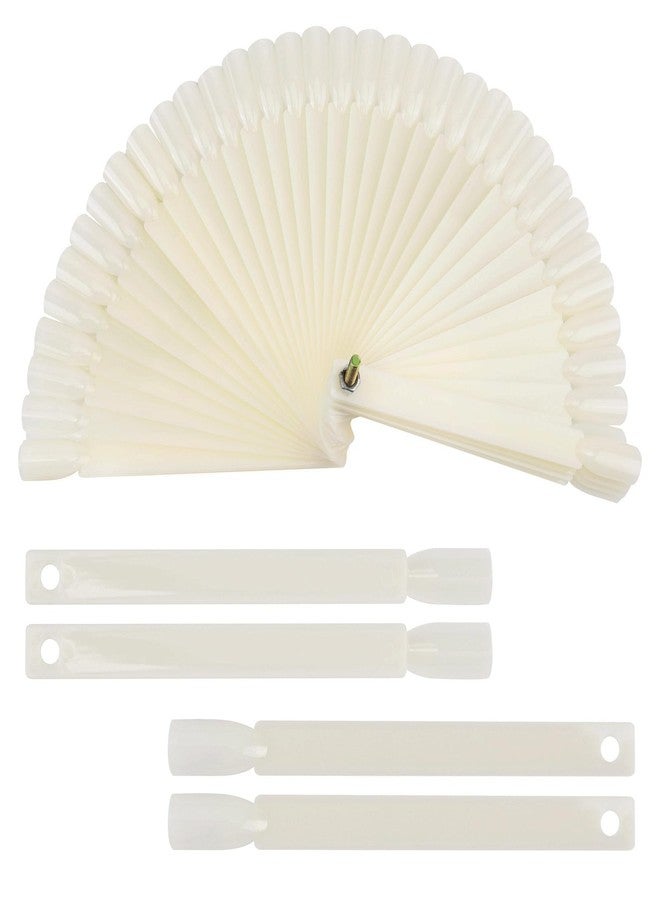 BTYMS 200 Pieces Nail Swatch Sticks Natural Nail Art Practice Tips Fan Shaped Polish Color Display Sticks Square Nail Swatches with Screw - Image 1