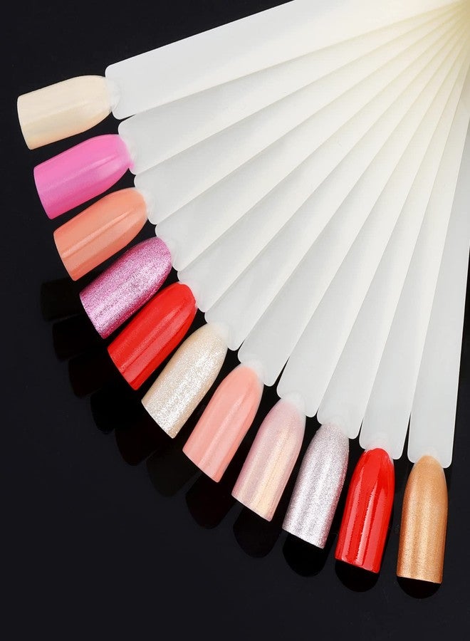 BTYMS 200 Pieces Nail Swatch Sticks Natural Nail Art Practice Tips Fan Shaped Polish Color Display Sticks Square Nail Swatches with Screw - Image 4