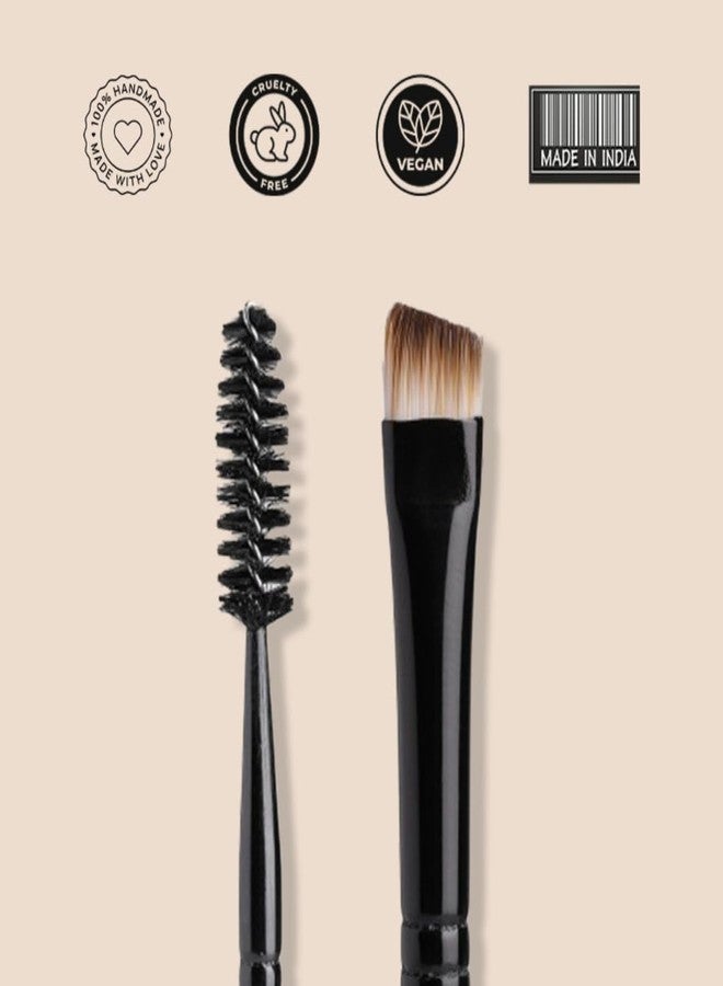 Cuffs N Lashes Dual Brow Brush E002 | 2-in-1 Fine Angled Brow Brush &Spoolie | Precision Eyebrow Definer &Groomer | Soft Premium Bristles | Handmade in India | Cruelty-Free Makeup Tool - Image 4