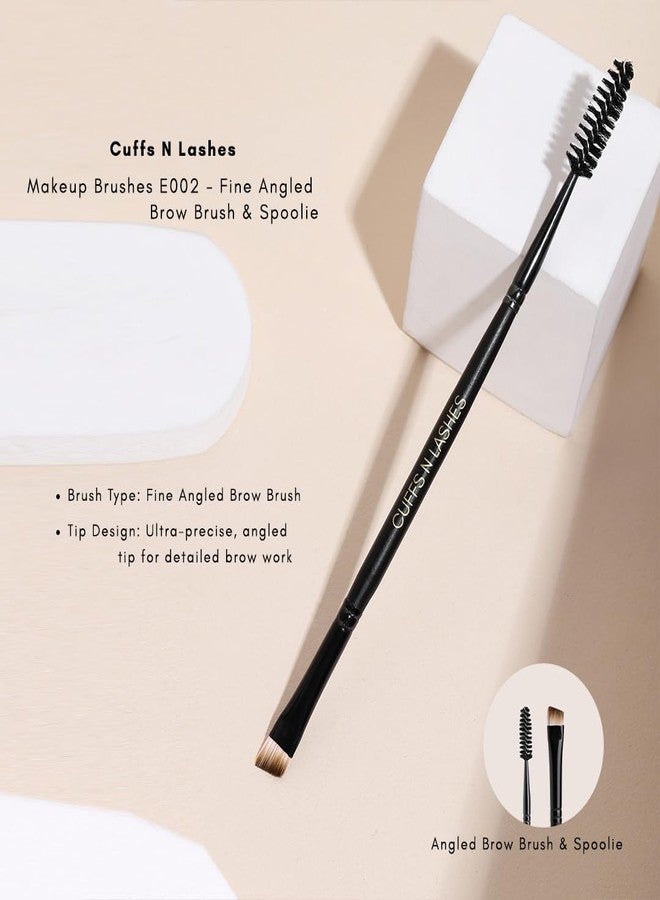 Cuffs N Lashes Dual Brow Brush E002 | 2-in-1 Fine Angled Brow Brush &Spoolie | Precision Eyebrow Definer &Groomer | Soft Premium Bristles | Handmade in India | Cruelty-Free Makeup Tool - Image 2