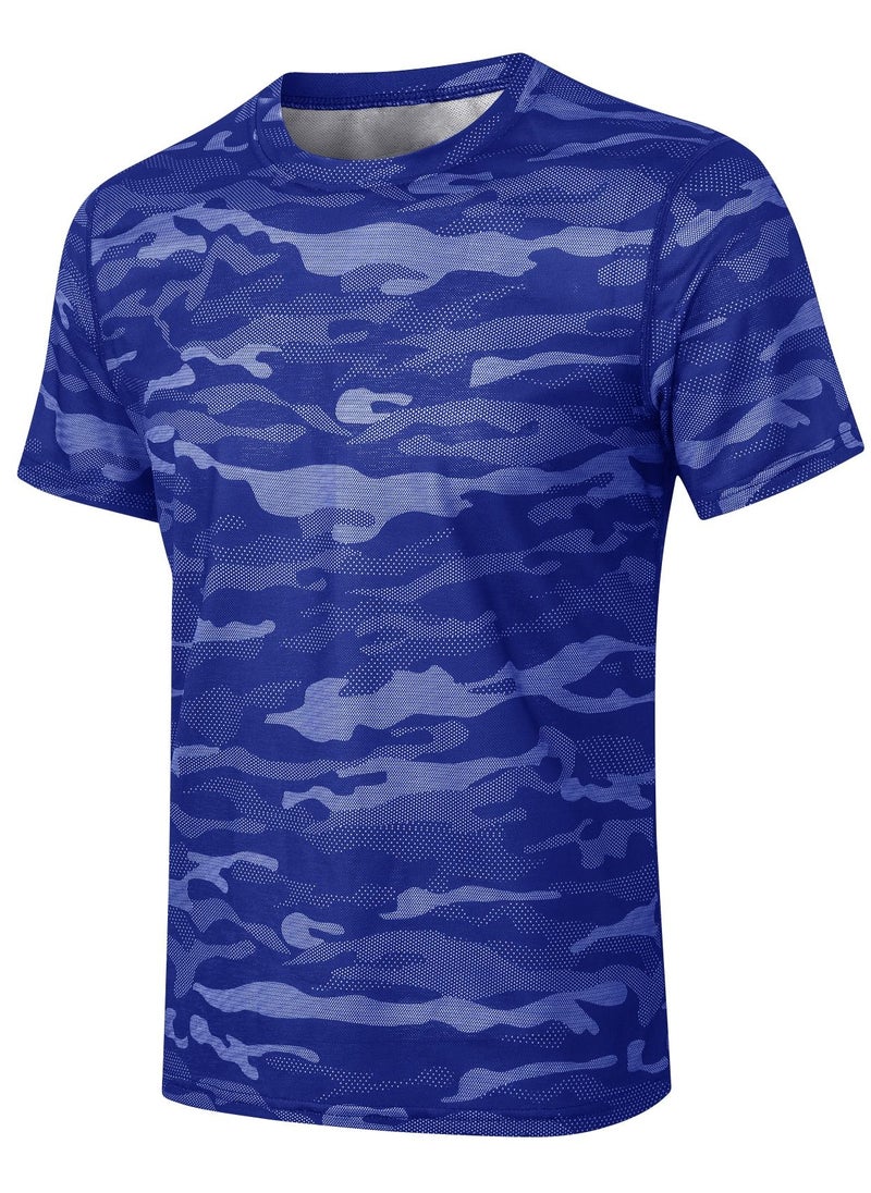 Loquat Men Quick Dry Breathable Elastic T-Shirt Blue  - Image 1