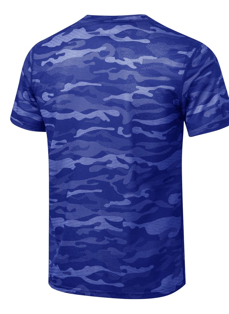 Loquat Men Quick Dry Breathable Elastic T-Shirt Blue  - Image 2