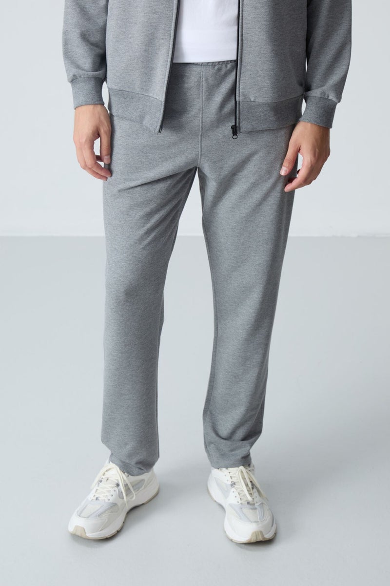 Tommy Life Gray Melange Cotton Thick Soft Texture Comfort Fit Basic Men's Tracksuit - 85260  - Image 5