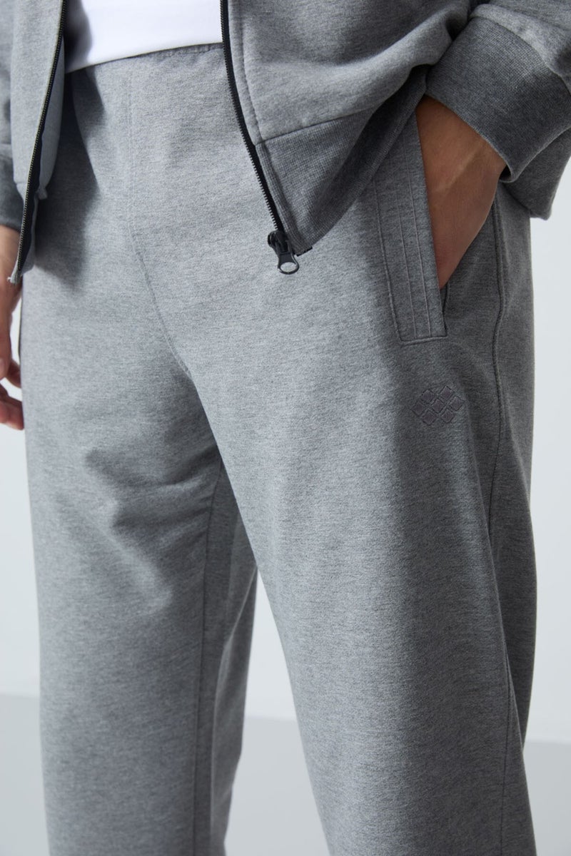 Tommy Life Gray Melange Cotton Thick Soft Texture Comfort Fit Basic Men's Tracksuit - 85260  - Image 3