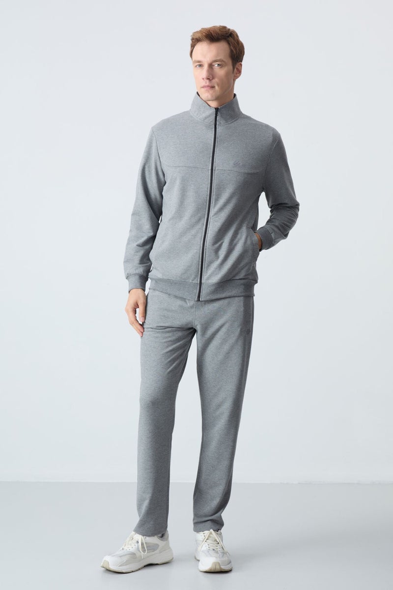 Tommy Life Gray Melange Cotton Thick Soft Texture Comfort Fit Basic Men's Tracksuit - 85260  - Image 1