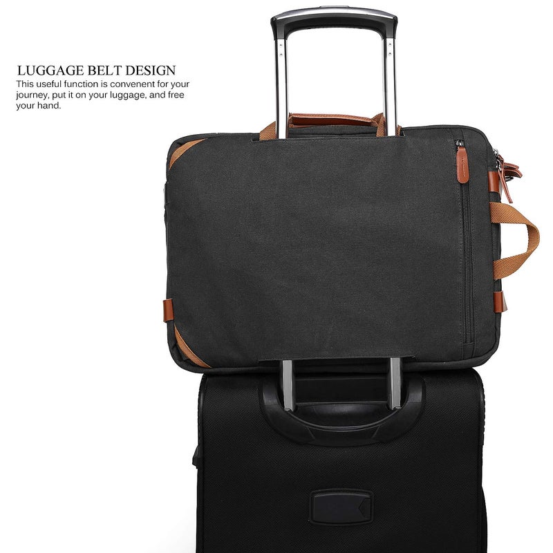 CoolBELL 15.6Inches Convertible Backpack Messenger Shoulder bag Laptop Case Handbag Business Briefcase Multi-functional Travel Rucksack Fits 15.6 Inch Laptop For Men/Women (Cancas Black) - Image 4