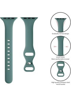Ocean Sport Watch Bands Compatible with Apple Watch Band 42mm/44mm/45mm/49mm for Waterproof Soft Silicone Replacement Strap Accessories for iWatch Series Ultra2/Ultra/9/8/7/6/5/4/3/2/1/SE, Pine Needle Green  - Image 2