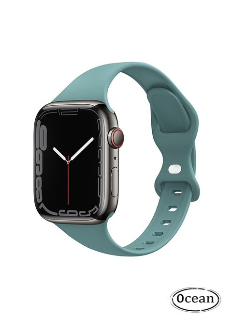 Sport Watch Bands Compatible with Apple Watch Band 42mm/44mm/45mm/49mm for Waterproof Soft Silicone Replacement Strap Accessories for iWatch Series Ultra2/Ultra/9/8/7/6/5/4/3/2/1/SE, Pine Needle Green