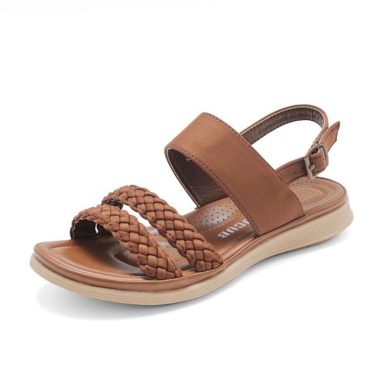 DUUCUB Women's Flat Sandals Ankle Strap Open Toe Summer Braided Sandal Beach Comfortable Platform Outdoor Slingback Dress Shoes Camel Size 9 - Image 3