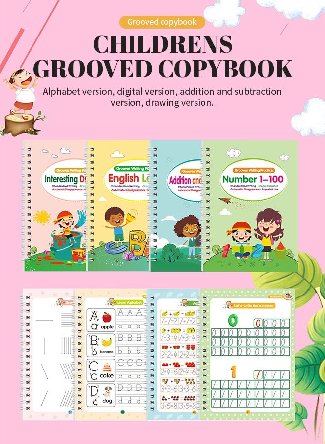 Reusable Grooved Workbook for Kids, Multi-Theme Handwriting Practice Copybook With Automatic Disappearing Ink Pen and Auxiliary Tools, Durable and Tear-Resistant, Suitable for Calligraphy Practice, - Image 2