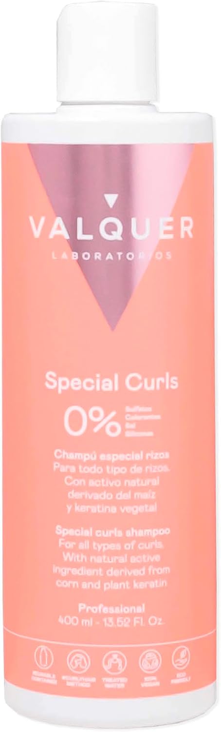 Valquer Professional Special Curl Shampoo for Curly Hair Sulfate Free Salt Free Vegan Up to 96 Natural Origin 400ml