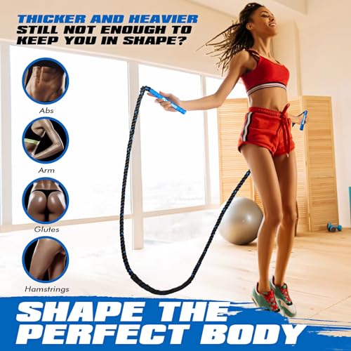 Ayombo Jump Rope, Home Gym Weighted Jump Rope, 1.5lb Heavy Jumprope for Men Women kids, Workout Equipment Accessories for Exercise,Improve Speed and Training Muscle, Full Body Exercise at Home - Image 5