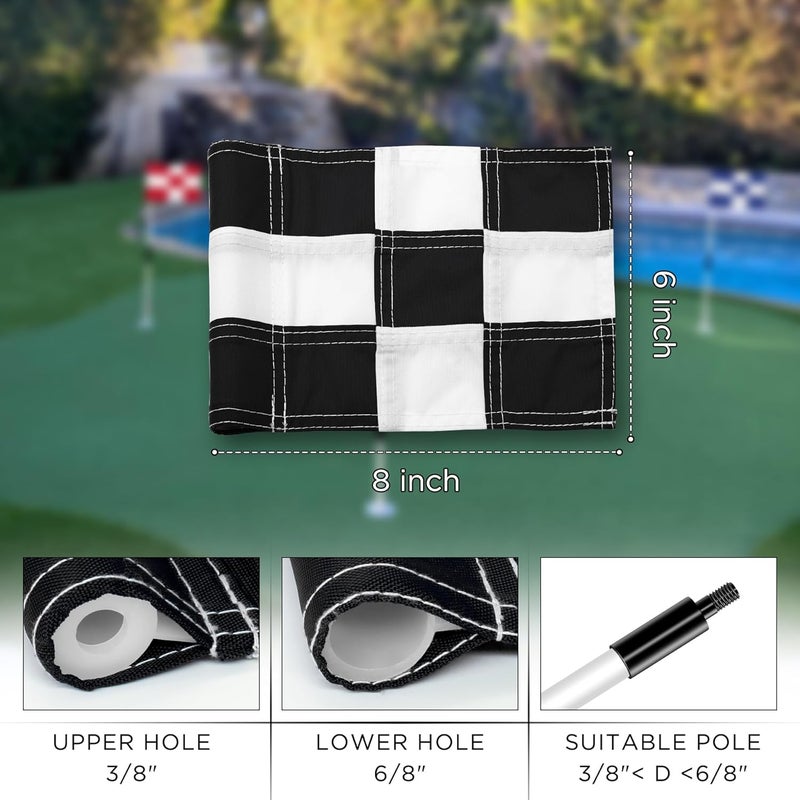 KINGTOP Checkered Golf Flag All 8x6 Inch – 420D Nylon, Tube Inserted – Mini Practice Putting Green Flags for Yard - Image 3