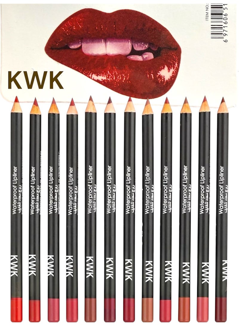 كيه دابليو كيه محدد شفاه احترافي 12 لونًا متنوعًا تمنحك تحديدًا دقيقًا وثباتًا يدوم طوال اليوم. - Image 1