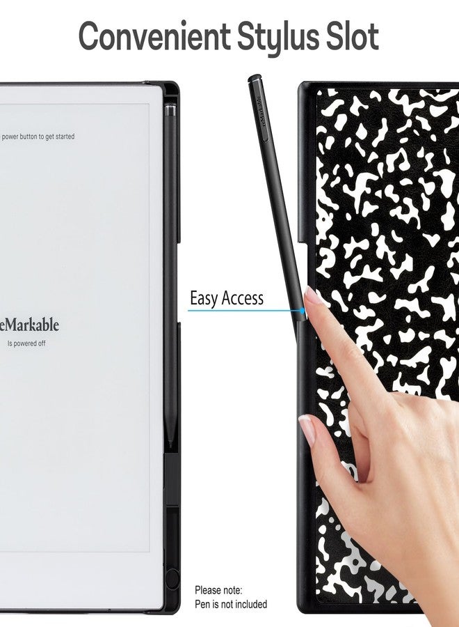 CoBak Case for Remarkable 2 Paper Tablet - Lightweight and Protective Book Folio Cover with Built-in Pen Holder - for 10.3" 2020 Released, Black Notebook - Image 3