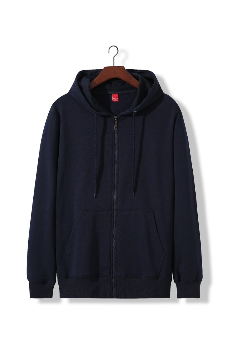 Thin Pure Cotton Large Terry Zipper Hooded Sweatshirt Custom Printed Logo Heavy Hoodie Loose Jacket Embroider - Image 3