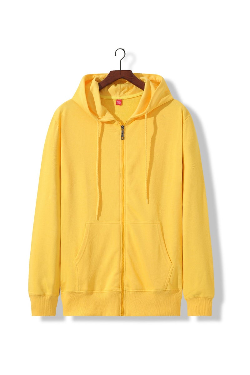 Thin Pure Cotton Large Terry Zipper Hooded Sweatshirt Custom Printed Logo Heavy Hoodie Loose Jacket Embroider - Image 1