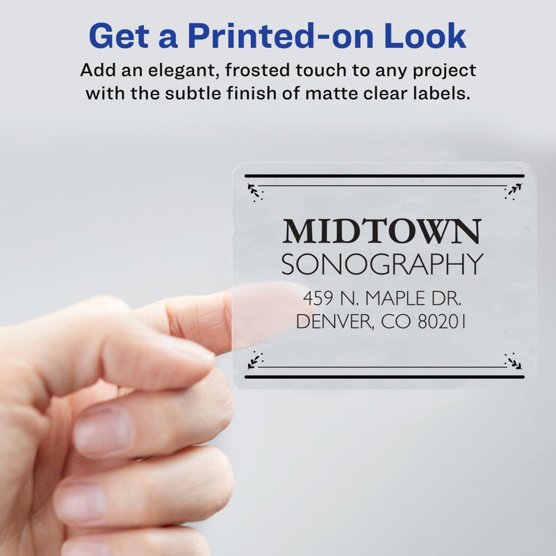 Avery Printable Shipping Labels with Sure Feed, 2" x 4", Matte Clear, 100 Blank Mailing Labels (18663) - Image 2