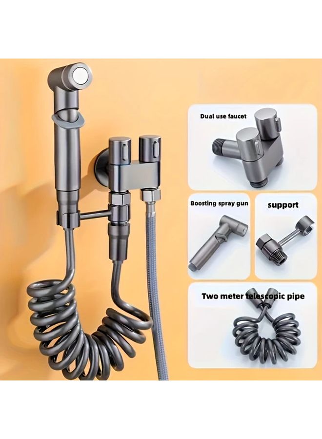 Wall Mount Sitz Bath Kit With Spray Gun Telescopic Tube In Electroplated Finish - Image 4