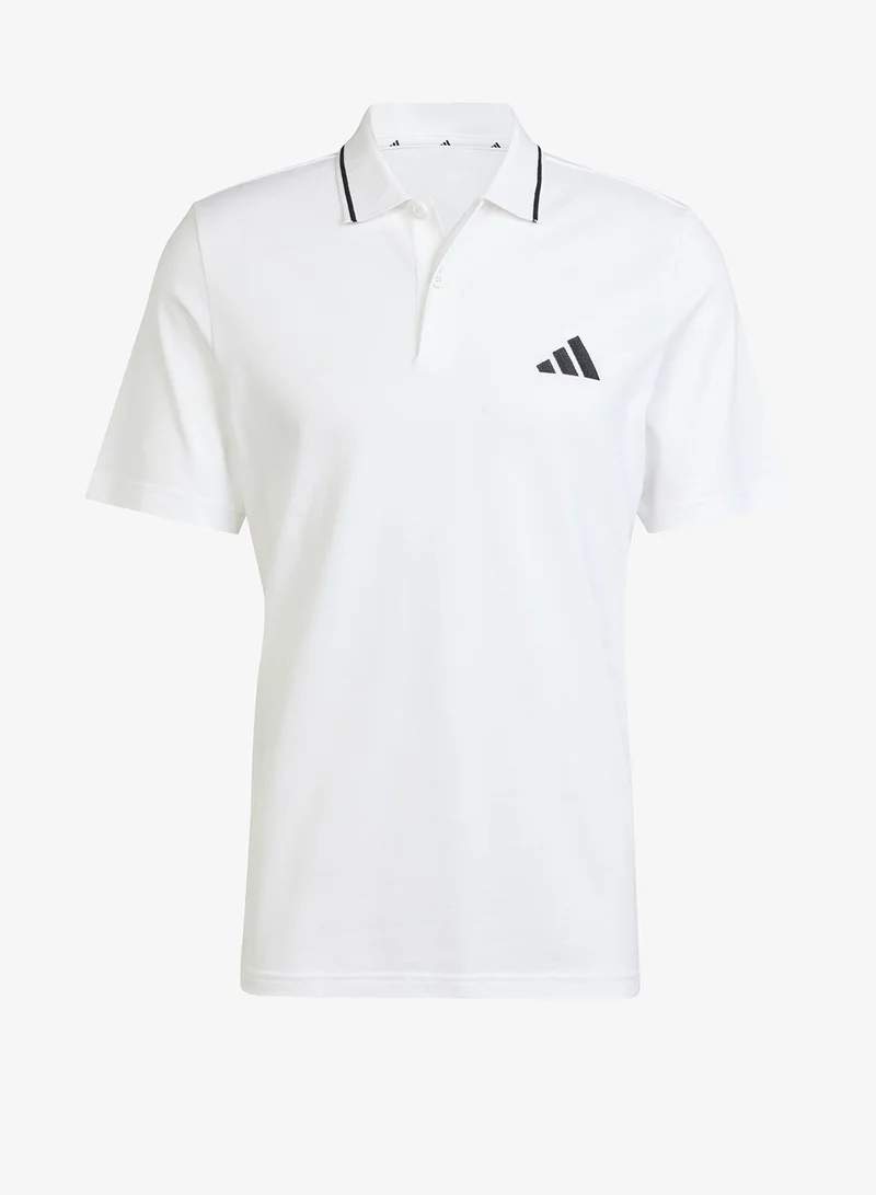 Adidas WHITE/BLACK Essential Small Logo Polo for Men | Best Price UAE