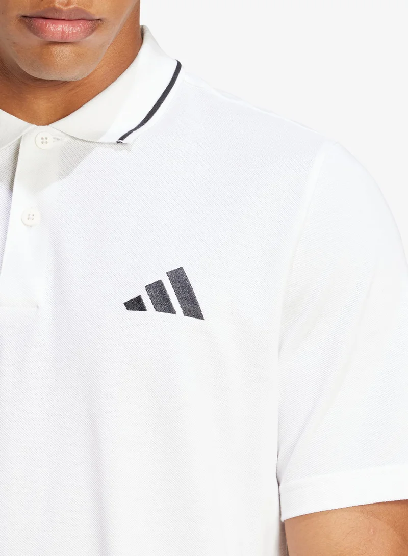 Adidas WHITE/BLACK Essential Small Logo Polo for Men | Best Price UAE
