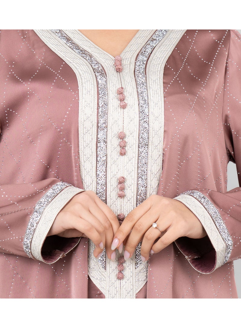 اكسا جلابية كريستال ميستيك وردي - Image 4