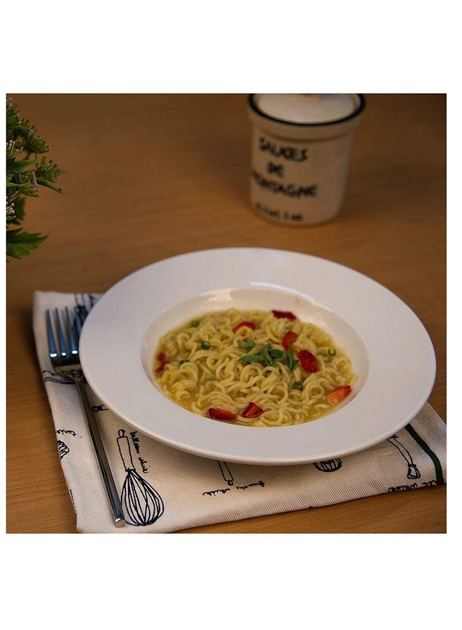 Saaikee Pasta Plate/Soup Plate/Maggi Plate Tableware (22 cm, 2 Plates) White Opalware Tempered - Image 1